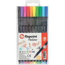 Kısmet Hırdavat Fixpoint Fineliner 10’lu Paket Çok Renkli Kalemler 0.4 mm İnce Uç