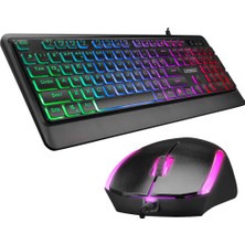 Egecen Everest KM-R59, Forza, USB Kablolu, Türkçe Q, Rainbow Backlight, Memran Tuşlar, Gaming, Klavye Mouse Set