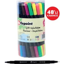 Kısmet Hırdavat Fixpoint Fineliner Çift Uçlu 48'li Kavanoz