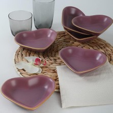 Mey İthalat Keramika Mat Violet Gold Kalp Çerezlik 14 cm 6 Adet