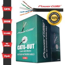 Egecen Powergate Cat6-Out-Copper, Outdoor (Dış Mekan), Polietilen, 23AWG 0.57MM, Utp, Cat6, %100 Bakır Kablo, 305M, Siyah