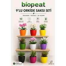 Bio Peat 9’lu Rengarenk Dekoratif Orkide Saksısı Seti – Iç Mekan Çiçek ve Bitki Saksıları