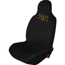 Antwax Guccı Baskılı - Oto Ön ve Arka Koltuk Kılıfı Penye Universal - Siyah