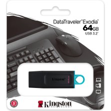 Egecen Kıngston DTX/64GB USB 3.2 Data Traveler Exodia  Gen 1 Flash Disk (Siyah - Turkuaz)