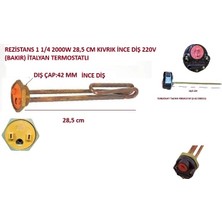 Isıkar Rezistans 1 1/4 2000W 28,5 cm Kıvrık Ince Diş 220V (Bakır) Italyan Termostatlı