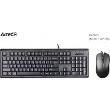 Egecen A4 Tech KR-9276, Siyah, USB Kablolu, Türkçe Q, Multimedya, Klavye Mouse Set