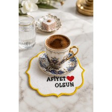 Bonny Home Gold Nakış Işlemeli 6'lı Kahve Yanı Sunum Peçetesi Çeyizlik Kahve Altı Sunum Peçetesi Zelmira