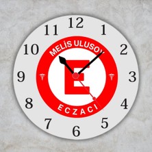 Hediye Vakti Eczacı Logolu ve Isimli Ofis Duvar Saati - Eczaneye Özel Metal Saat