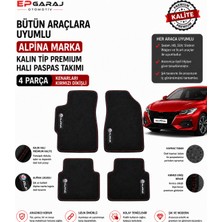 EP Garaj Otomotiv Alpına Marka Üniversal Kalın Tip Premium Siyah Halı Paspas Takımı 4 Parça – Kırmızı