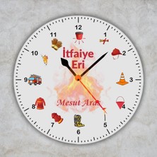 Hediye Vakti Itfaiye Temalı ve Isimli Ofis Duvar Saati - Itfaiyeciye Özel Hediye Metal Saat