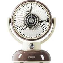 Egecen Everest EFN12, Kahverengi, 3 Kademeli Hız, Masaüstü Kullanım, Taşınabilir, Dahili 1200MAH Bataryalı, USB Şarj Girişli, Vantilatör