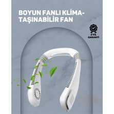Meks USB Şarjlı Giyilebilir Fan | 5 Kademeli Rüzgar Hızı, Sessiz Turbo Soğutma, 360° Hava Sirkülasyonu