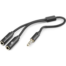 Renas Store 3.5mm Mikrofon ve Aux Ses Ayırıcı Adaptör Siyah HDX1083