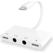 Renas Store Ally Iphone 14-13-12-11 4in1 Otg Ses Adaptörü Çift Dc 3.5mm JACK-(5775)