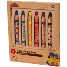 Ceren Kırtasiye Mum Boya- Play-Doh 6 Renk Naturel Crayon 2'sı 1