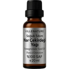 Mey İthalat Villenature Soğuk Sıkım Nar Çekirdeği Yağı, Cilt ve Saç Bakım YAĞI,%100 Saf ve Doğal, Punica Granatum, Nemlendirici ve Besleyici, 20 ml