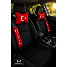 Tusba Market Türk Bayraklı Kırmızı Polar Araç Boyun Yastığı & Emniyet Kemer Kılıfı – 2’li Ayyıldız Konfor Set