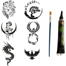 Mey İthalat Vahşi Güzellikler Tüp Kına ve Fırça Hediyeli Tattoo Geçici Dövme Seti