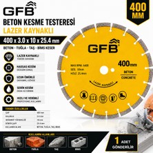 Gfb Beton Kesme Testeresi Lazer Kaynaklı Beton Tuğla Taş Bims Keser 400 x 3.0 x 10X25.4 mm