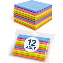 Mey İthalat 12 Adet Mikrofiber Bez Genel Temizlik Bezi Çok Amaçlı Toz Bezi