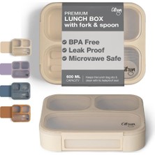 Mey İthalat Citron Citron Çatal ve Kaşıklı Bento Beslenme Kutusu Seti - Beige 1061015