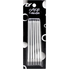Efe Pastacılık Gümüş Doğum Günü Mum ve Altlıkları 14 cm 6 Lı
