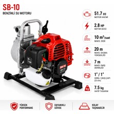 El Aletleri Hırdavat Bolat Sb-10 51.7 cc 2.8 Hp Benzinli Su Motoru 1" Su Pompası 10 M³/saat