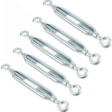 Mey İthalat Galvaniz Çelik Gerdirme Aparatı, 12MM, 5'li Set, Çift Taraflı Kanca Uçlu Metal Halat Gergi Ekipmanı