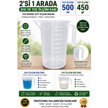 500 ml Sıvı / 450 gr Toz Ölçüm Kabı – Sert Plastik Dayanıklı Çok Amaçlı Ölçek