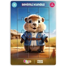 BToys Sevimli Kunduz - Frame Puzzle - 12 Parça