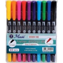 Sinerji Masis Fineliner Apollo 55 10'lu Çift Uçlu 1.0mm-0.4mm Renkli Kalem Seti