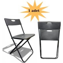 Alchair Katlanabilir Dayanıklı Plastik Siyah Metal Ayaklı Kamp, Bahçe, Balkon, Mutfak Sandalyesi
