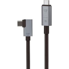 40GBPS 240W 4.0 Thunderbolt L Shape Type-C To Type-C Şarj, Data ve 8k 60Hz Data Transfer Kablosu Tip C 30 cm - PD240W