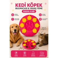 Glipet Kedi Köpek Bulmacası ve Yavaş Yeme Mama Kabı Neonfuşya-Sarı