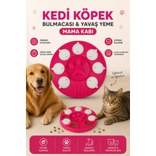 Glipet Kedi Köpek Bulmacası ve Yavaş Yeme Mama Kabı Neonfuşya-Beyaz