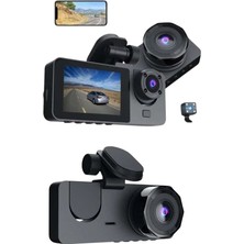 Meks 3 Kameralı 2 Inç 1080P Araç Içi Kamera Sürüş Kamerası Carplay
