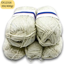 Oxford İplik Ihraç Fazlası 5'li Paket 350/400 gr Simli Yumuşak Zincir Akrilik Krem EX12316