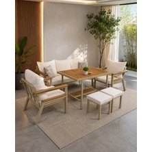 Salda Metal Bahçe Balkon Teras Koltuk Takımı 3+1+1+Masa+2 Adet Puf
