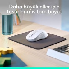 M650 Kablosuz Mouse, Büyük Boy Sağ El Için, Sessiz, 4000 Dpı, Bluetooth, Logi Bolt USB Alıcı, 24 Ay Pil Ömrü, Beyaz