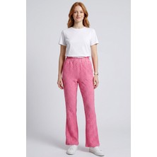 Hadiora Kadın Pembe Bubble Kumaş Beli Lastikli Ispanyol Paça Pantolon
