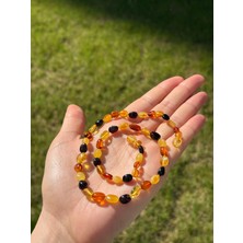 Zeytuni Kehribar Kolye Yassı Kehribar Yetişkin Multicolor Kolye