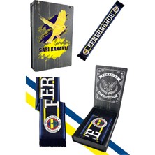 Fenerbahçe Lacivert Üç Renkli Unisex Dokuma Atkı Uv Kutu Hediyeli