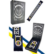 Fenerbahçe Lacivert Üç Renkli Unisex Dokuma Atkı Lazer Kutu Hediyeli
