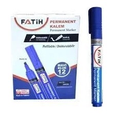 Fatih Doldurulabilir Mavi Renk Marker Koli· Kalemi· Kesik Uç 4.5mm 12'li Paket