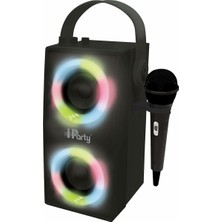 Hoparlör - Taşınabilir Mikrofon Hoparlörü Karaoke Işık Efektleri Kablosuz USB Sd Kart Şarj E