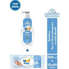Uni Baby Newborn & Premature Yenidoğan Şampuanı 500 ml + Yenidoğan Islak Mendili 12X40 480 Yaprak