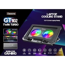 Classone GT102 Gaming Laptop Soğutucu, 2200RPM, Rgb Işıklı, LED Display, Notebook Soğutucu Stand