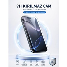 Kırılmaz Cam Ekran Koruyucu, iPhone 16 Pro Max ile Uyumlu, 9h Sertlik, Temperli Cam, Şeffaf, Parlak Yüzey