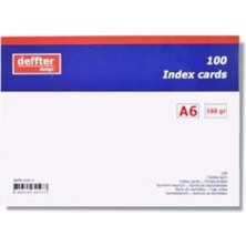Deffter Index Kartı A6 Beyaz Düz