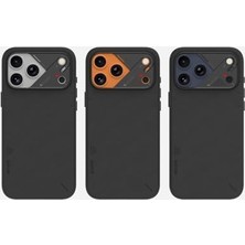 Aulumu iPhone 17 Pro Max Ile Uyumlu A17 Vegan Leather Serisi Magsafe Deri Kılıf (Siyah)